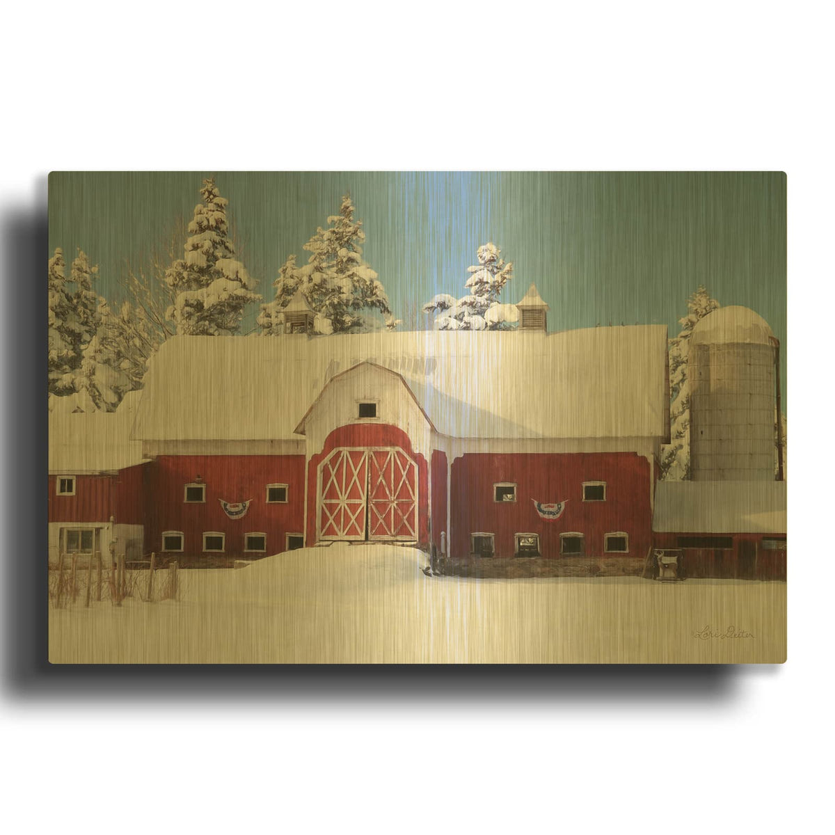 'Red, White and Cold' By Lori Deiter Gold Metal Wall Art