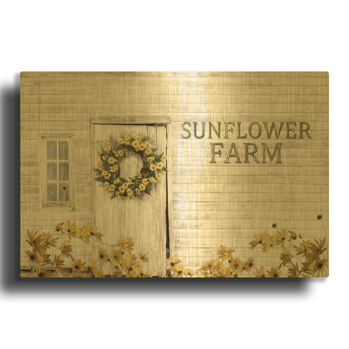 'Sunflower Farm' By Lori Deiter Gold Metal Wall Art