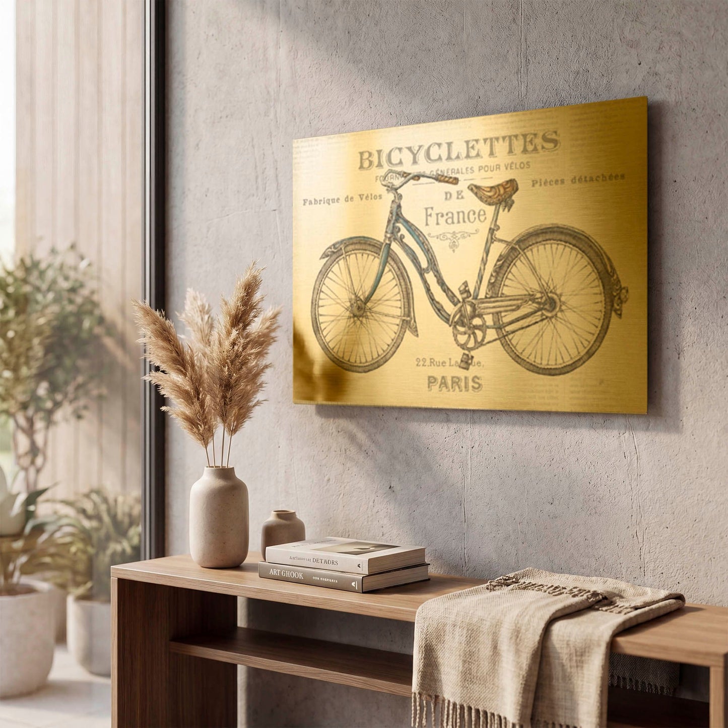 'Bicycles II' By Daphne Brissonnet Gold Metal Wall Art