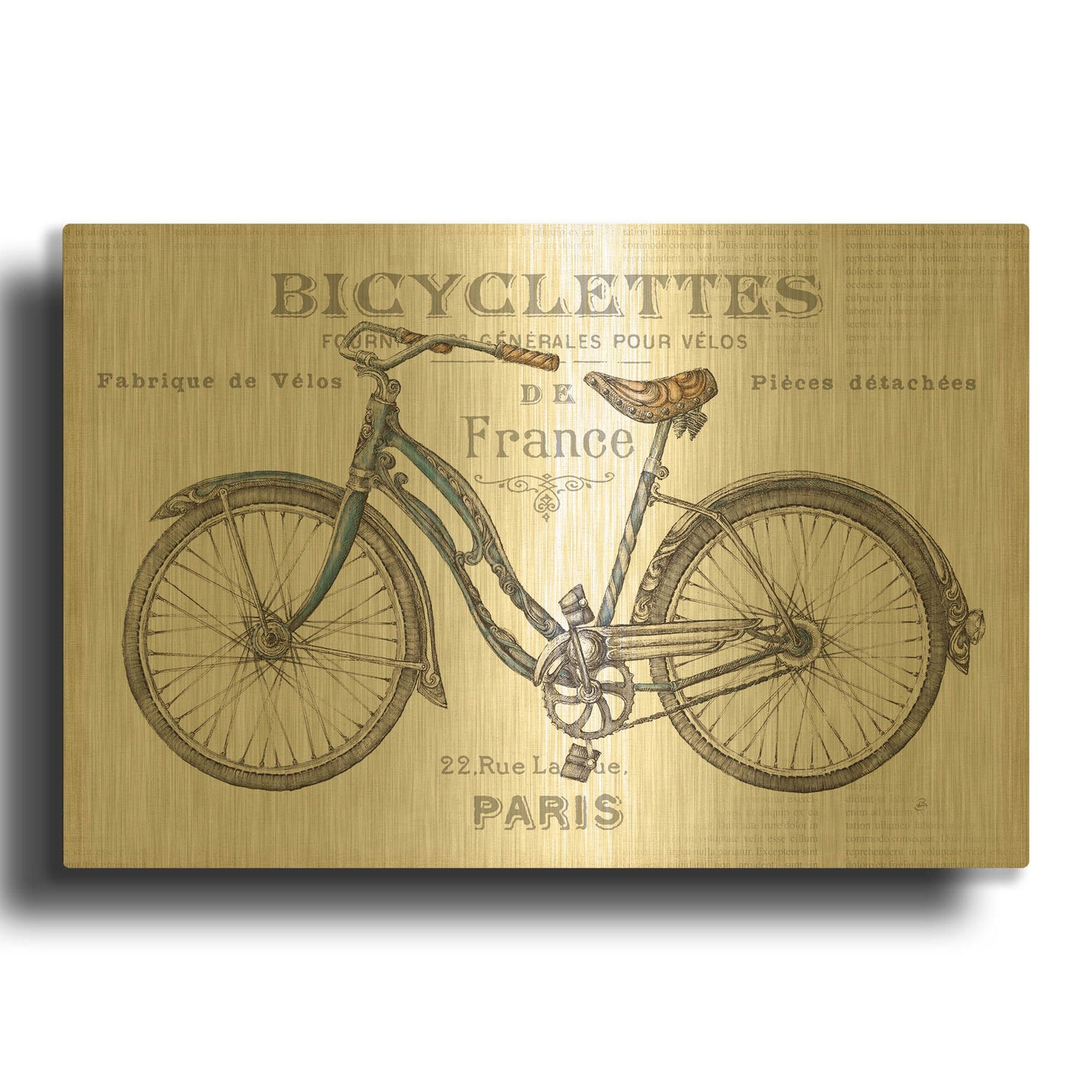 'Bicycles II' By Daphne Brissonnet Gold Metal Wall Art