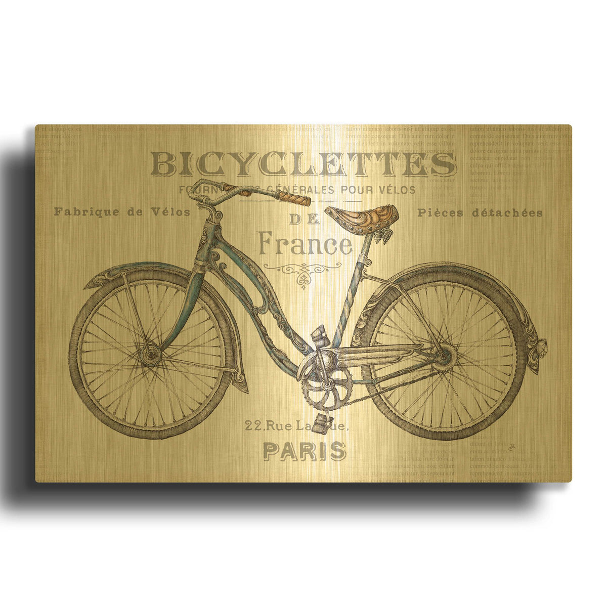 'Bicycles II' By Daphne Brissonnet Gold Metal Wall Art