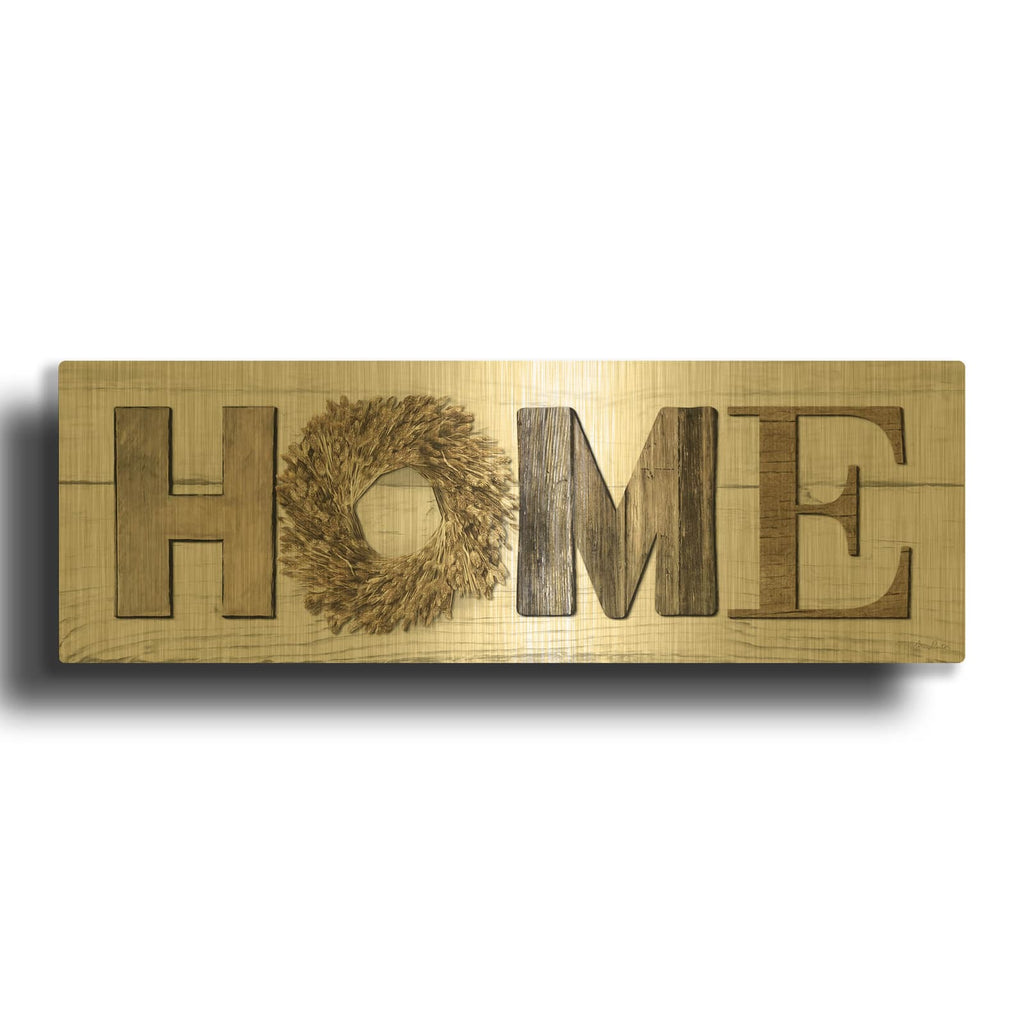 'Home in Beige' By Lori Deiter Gold Metal Wall Art