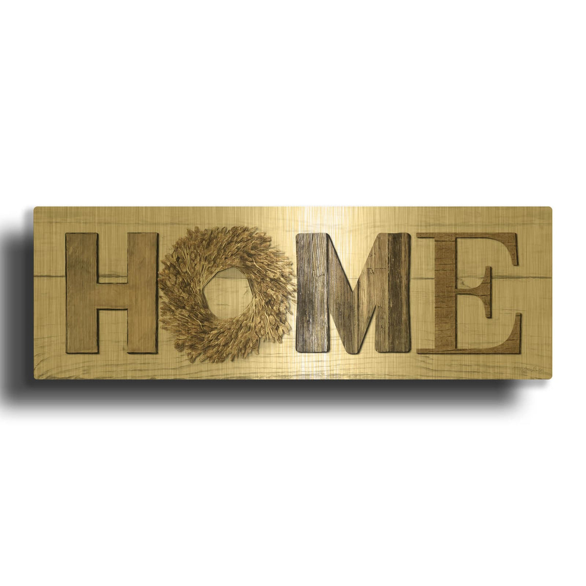 'Home in Beige' By Lori Deiter Gold Metal Wall Art