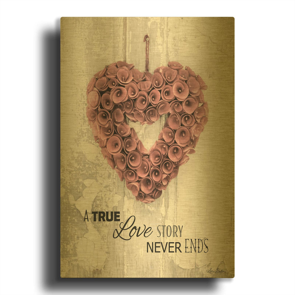 'A True Love Story' By Lori Deiter Gold Metal Wall Art