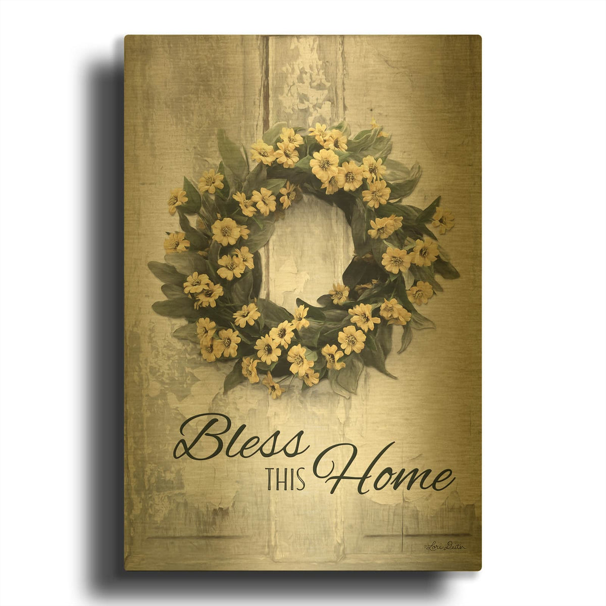 'Bless This Home' By Lori Deiter Gold Metal Wall Art