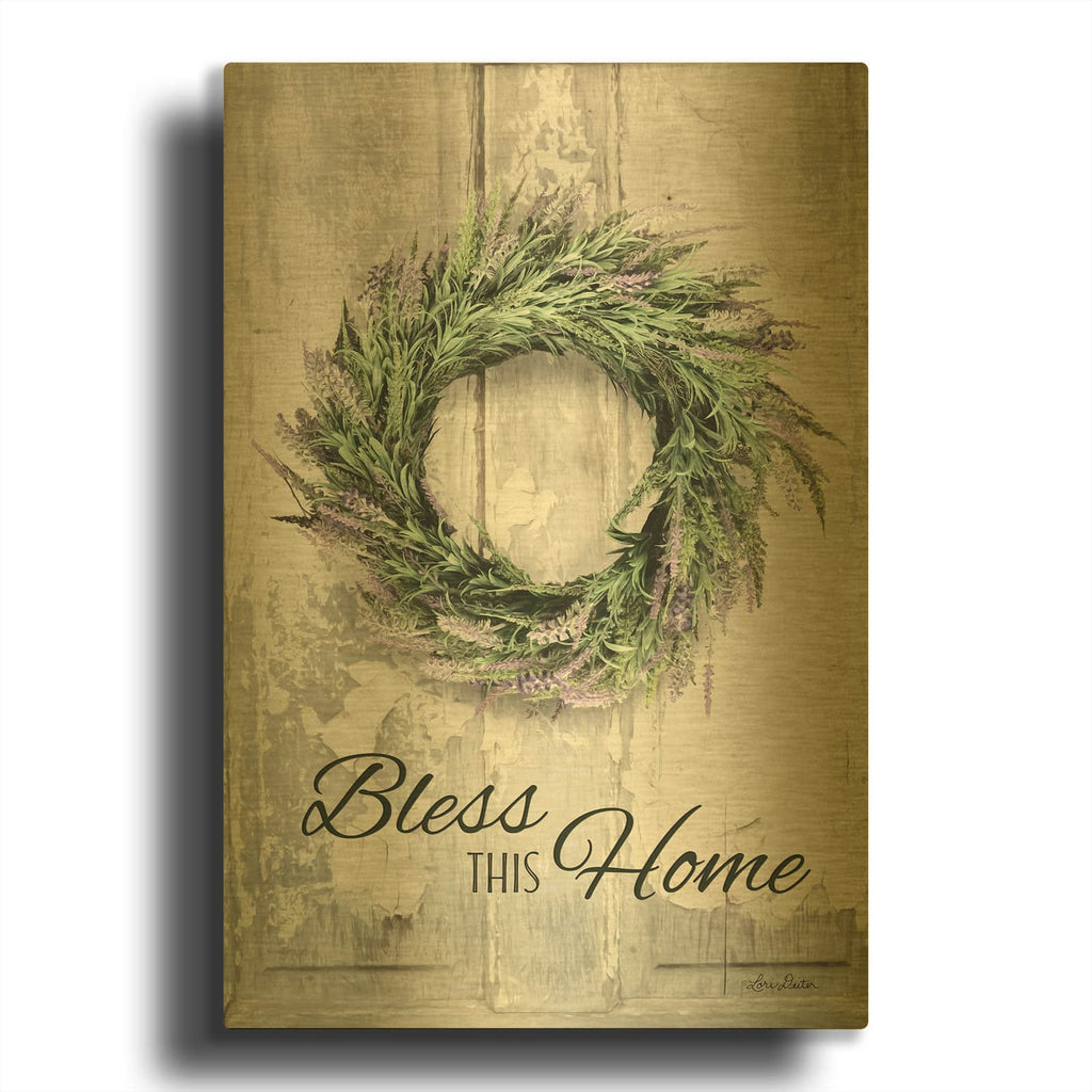 'Bless This Home - Lavender' By Lori Deiter Gold Metal Wall Art