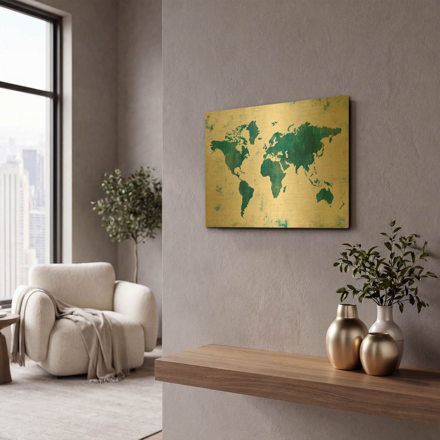 'Discover the World Blue' By Melissa Averinos Gold Metal Wall Art