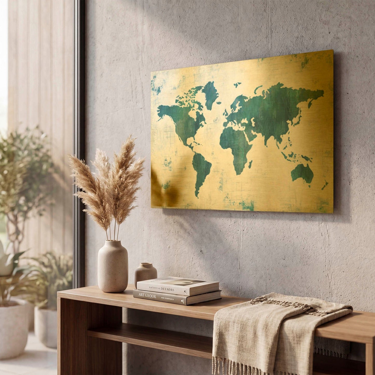 'Discover the World Blue' By Melissa Averinos Gold Metal Wall Art