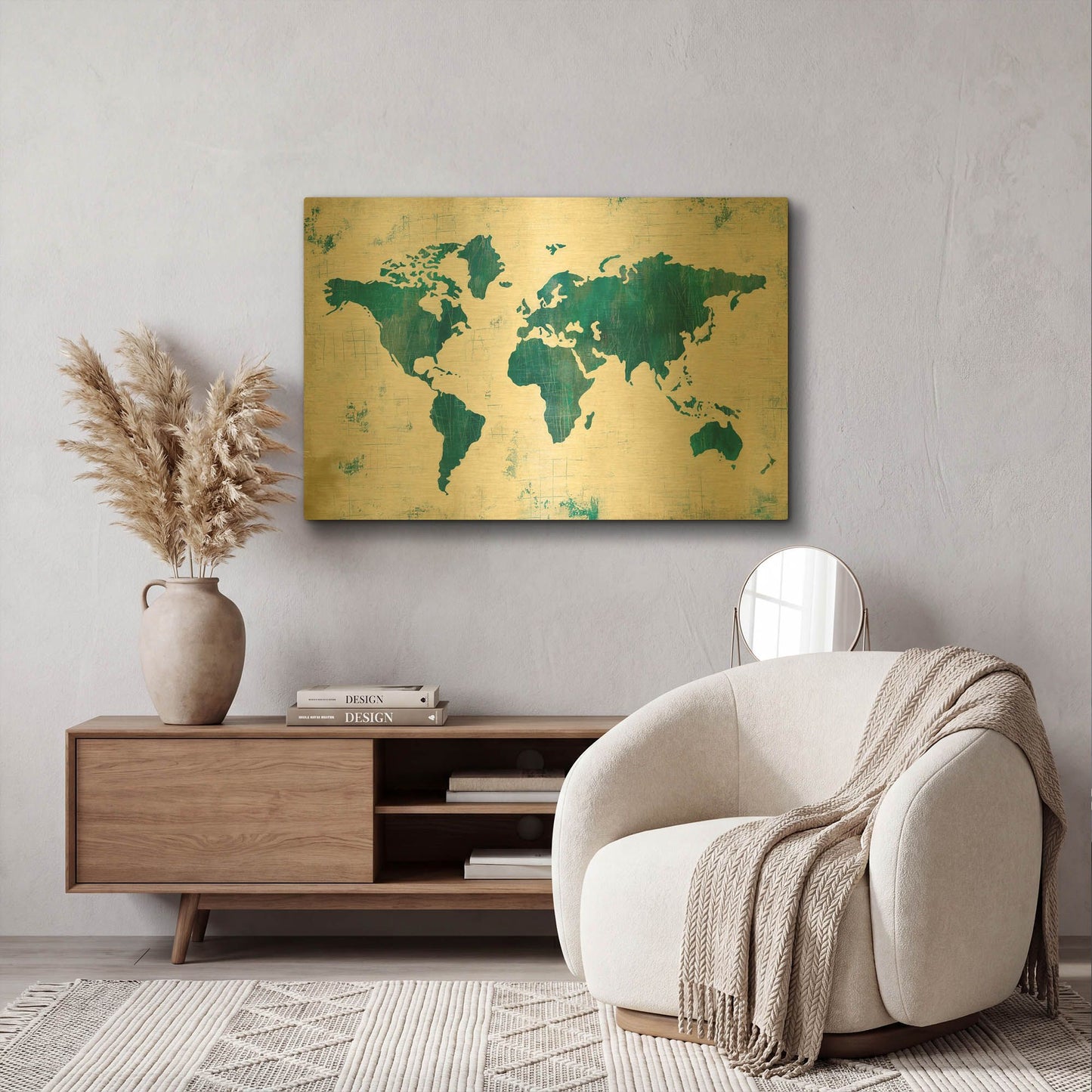 'Discover the World Blue' By Melissa Averinos Gold Metal Wall Art