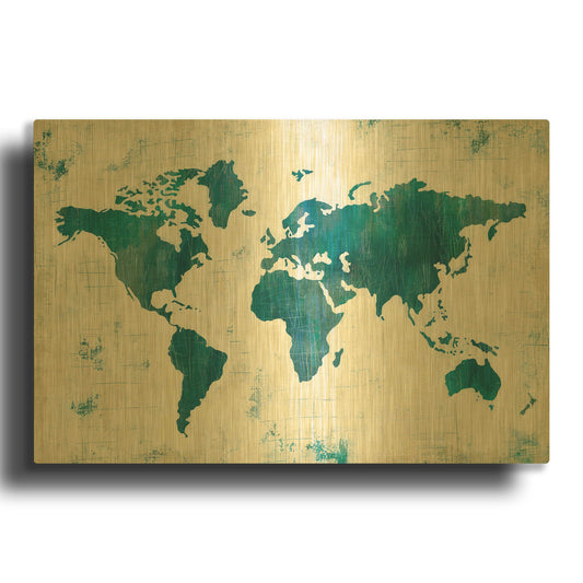 'Discover the World Blue' By Melissa Averinos Gold Metal Wall Art