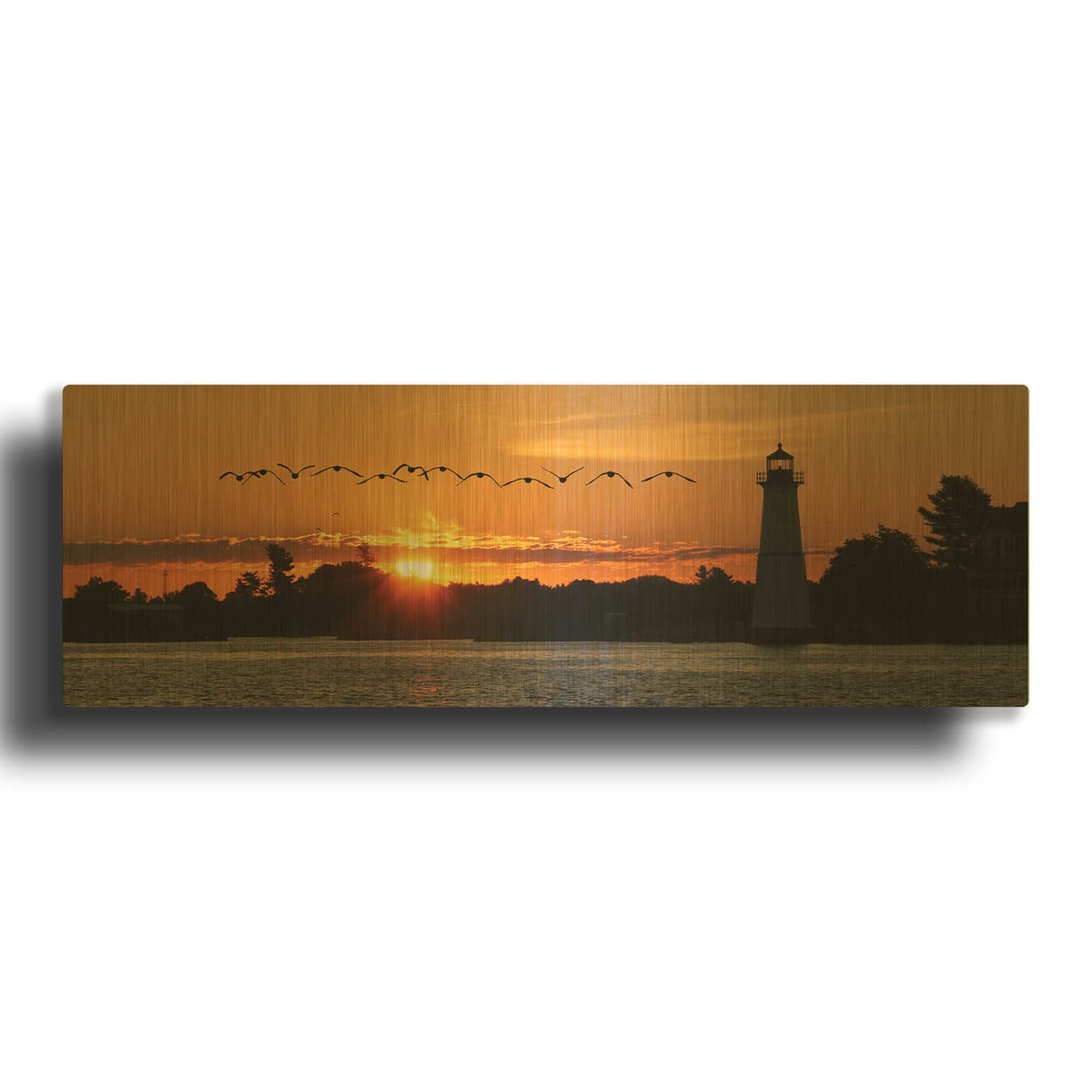 'Sunset Flight' By Lori Deiter Gold Metal Wall Art