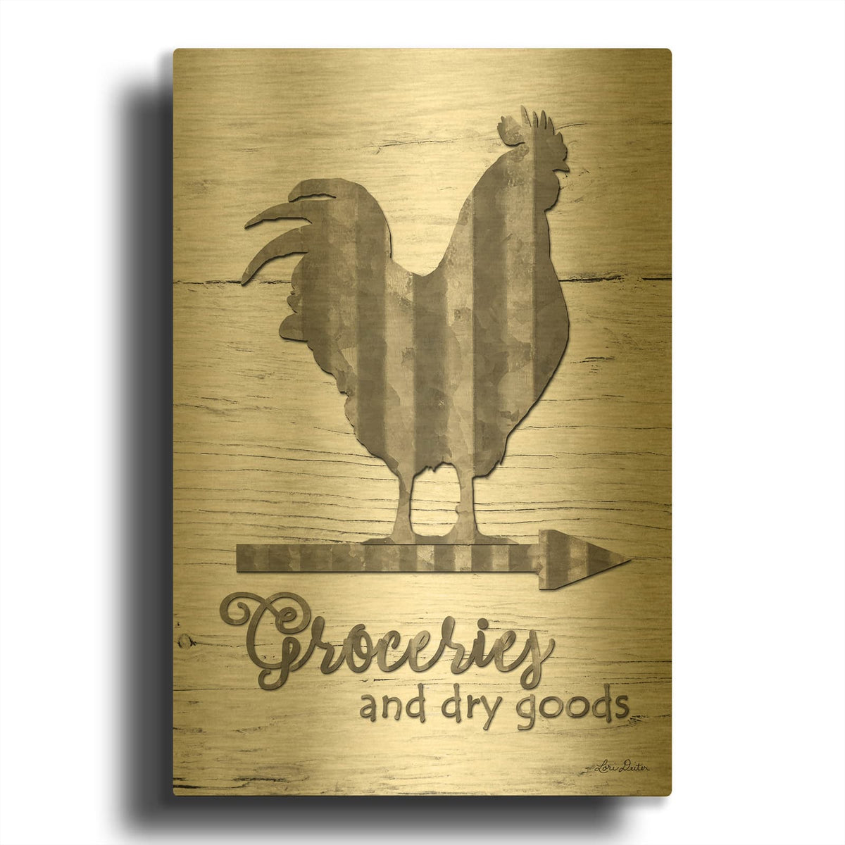'Groceries' By Lori Deiter Gold Metal Wall Art