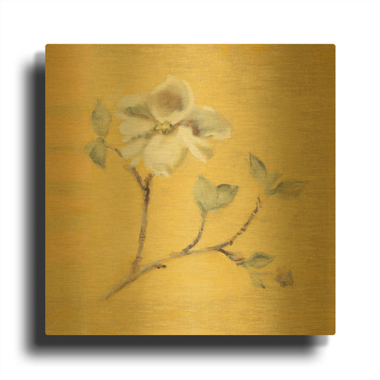'Dogwood Blossom on Gold' By Cheri Blum Gold Metal Wall Art