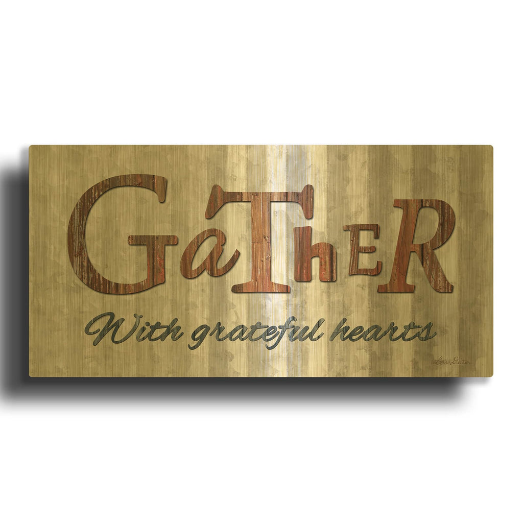 'Gather with Graceful Hearts' By Lori Deiter Gold Metal Wall Art