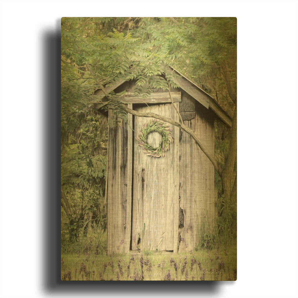 'Lavender Outhouse' By Lori Deiter Gold Metal Wall Art