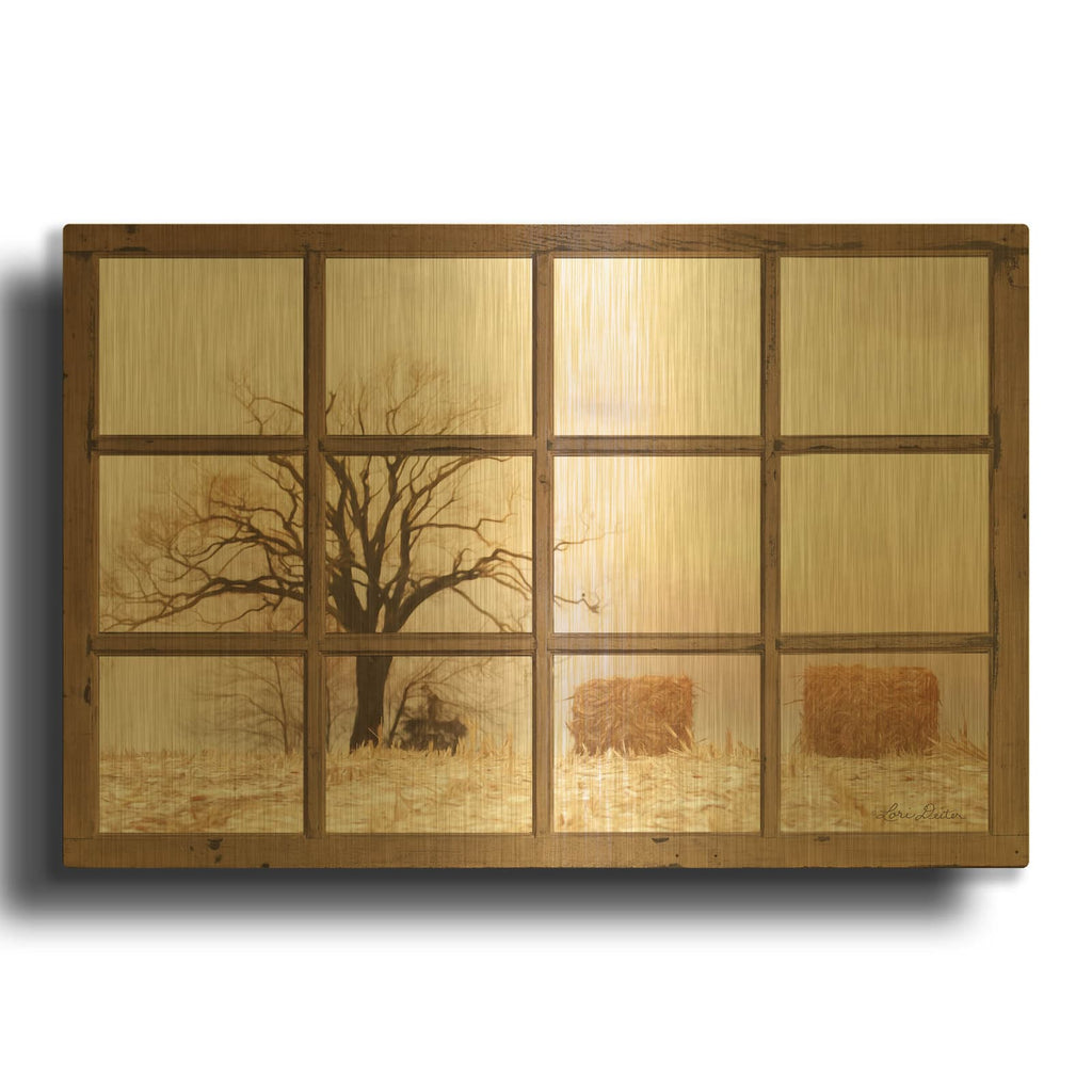 'View of Winter Fields' By Lori Deiter Gold Metal Wall Art