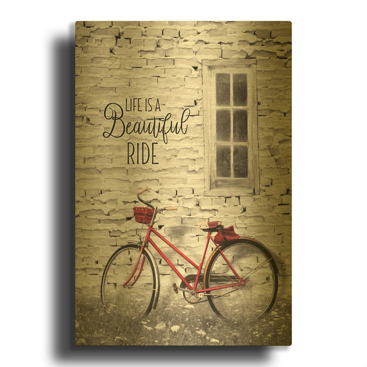 'Life is a Beautiful Ride' By Lori Deiter Gold Metal Wall Art