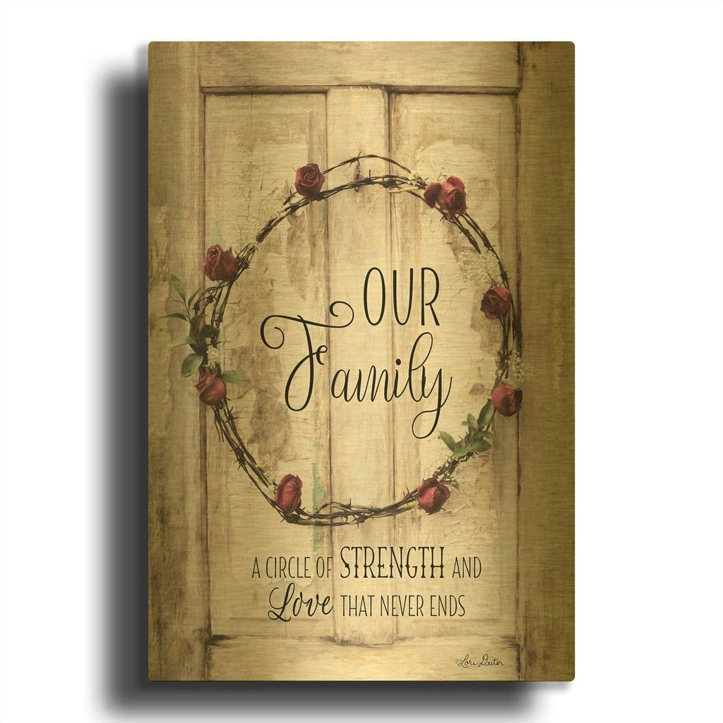 'Our Family - A Circle of Strength' By Lori Deiter Gold Metal Wall Art