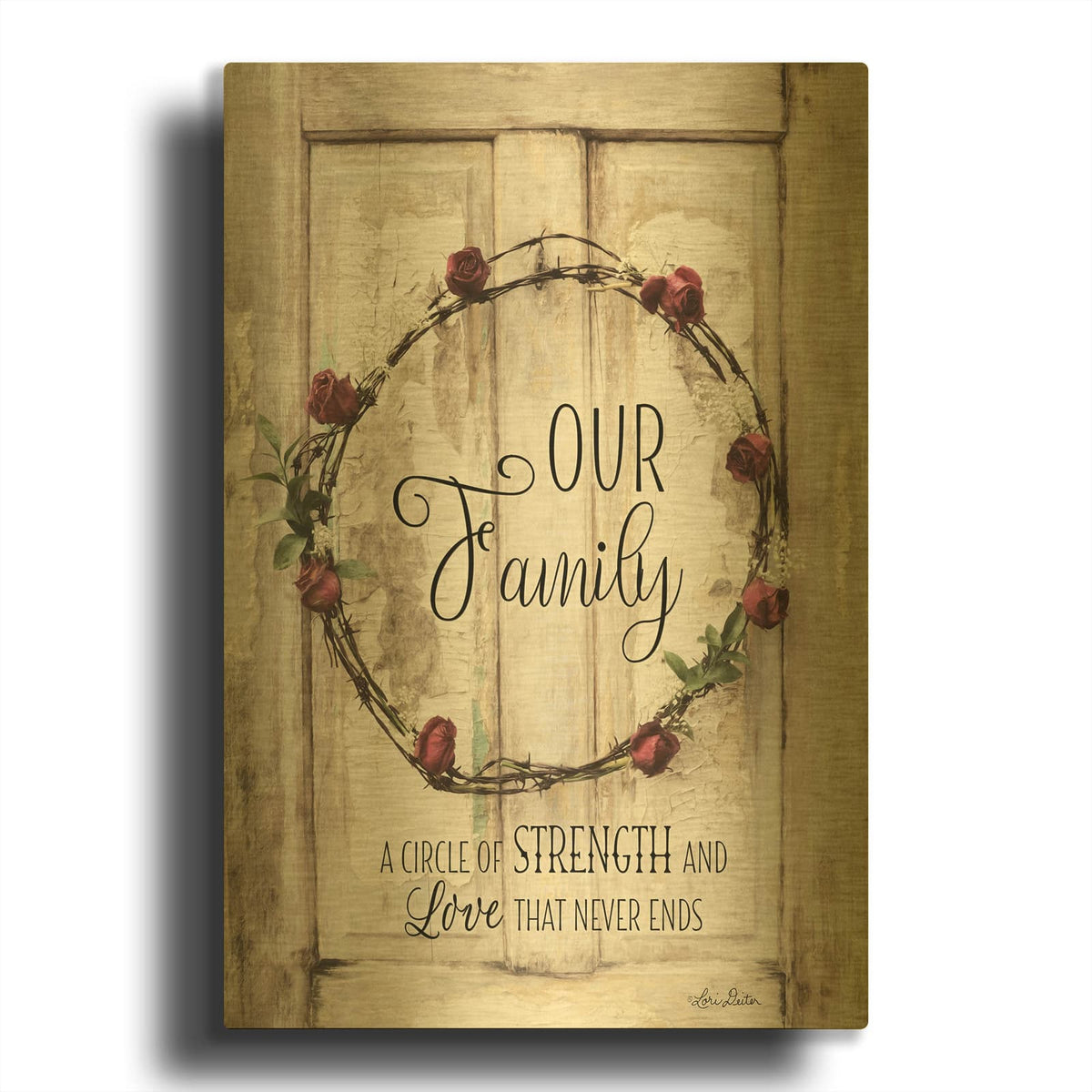 'Our Family - A Circle of Strength' By Lori Deiter Gold Metal Wall Art