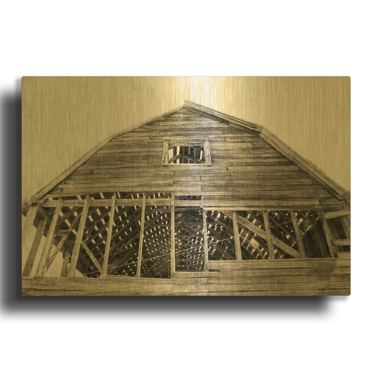 'Wyoming Barn' By Lori Deiter Gold Metal Wall Art