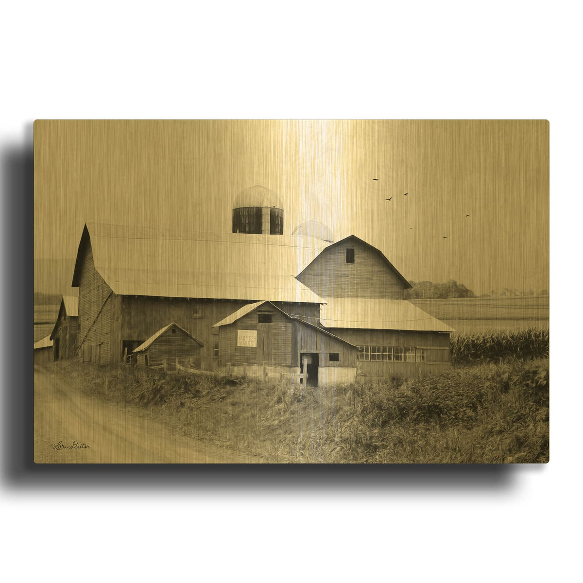 'Rural Charm' By Lori Deiter Gold Metal Wall Art