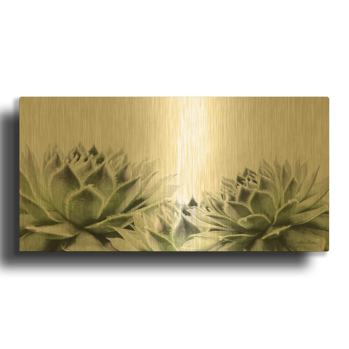 'Soft Succulents I' By Lori Deiter Gold Metal Wall Art