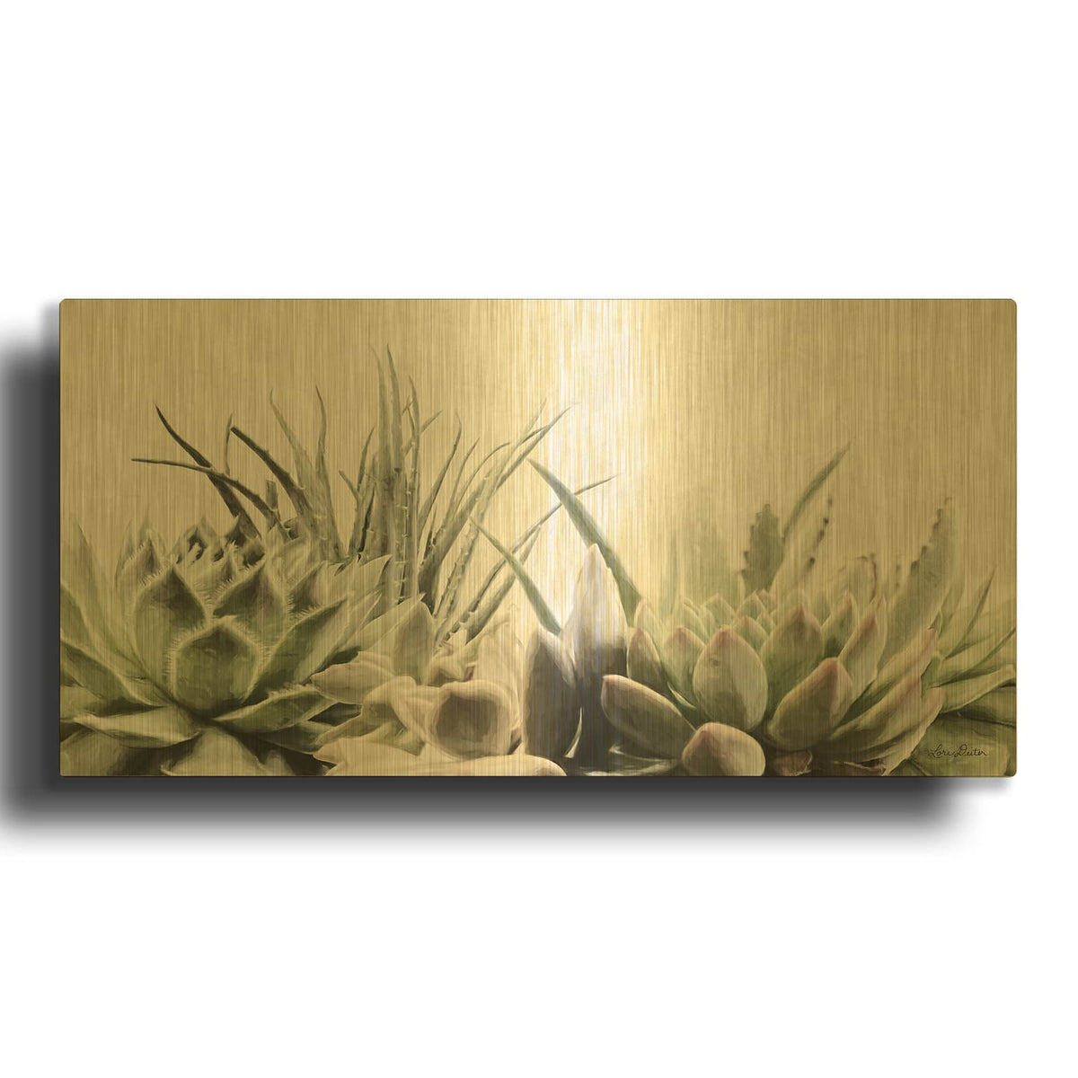 'Soft Succulents II' By Lori Deiter Gold Metal Wall Art
