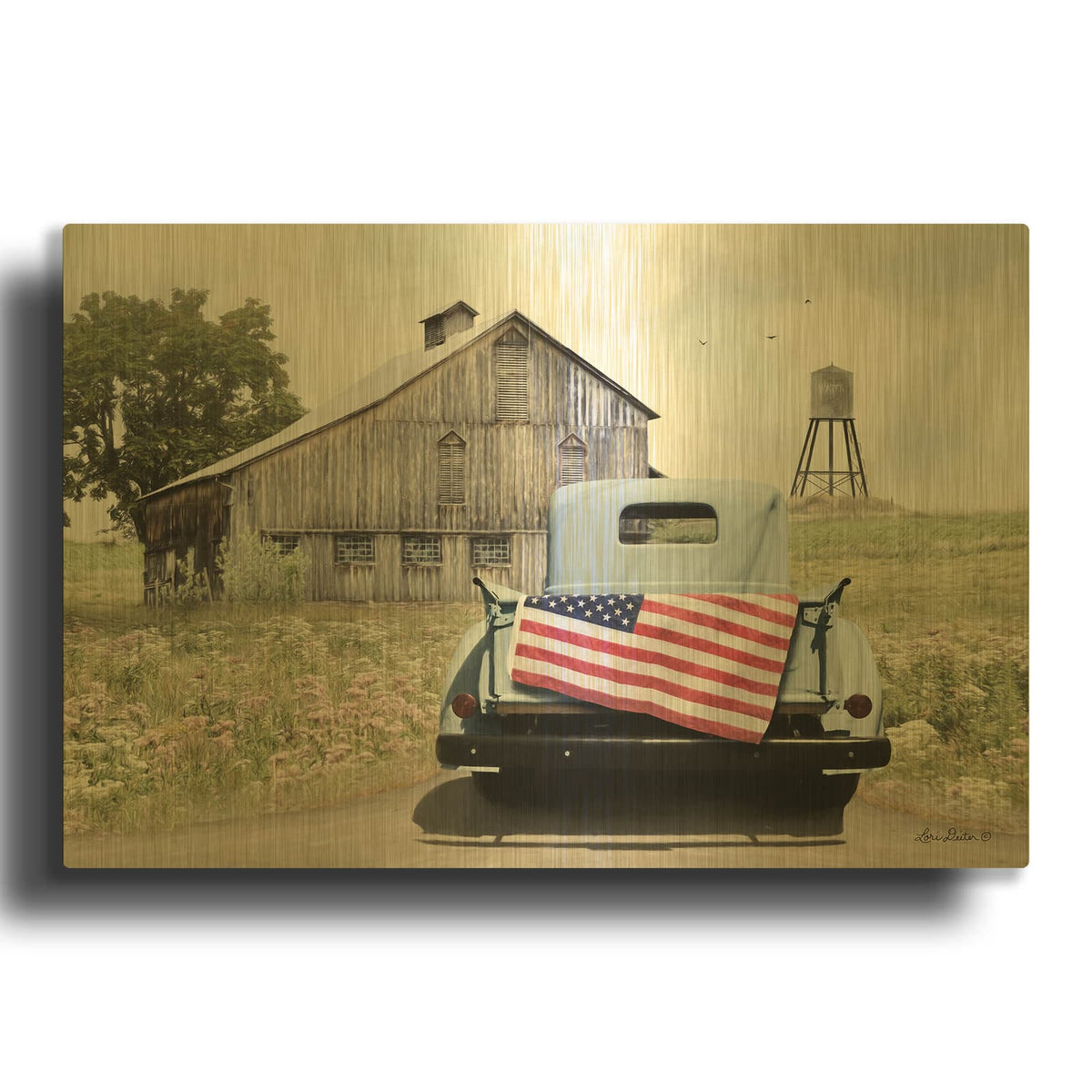 'American Tailgating' By Lori Deiter Gold Metal Wall Art