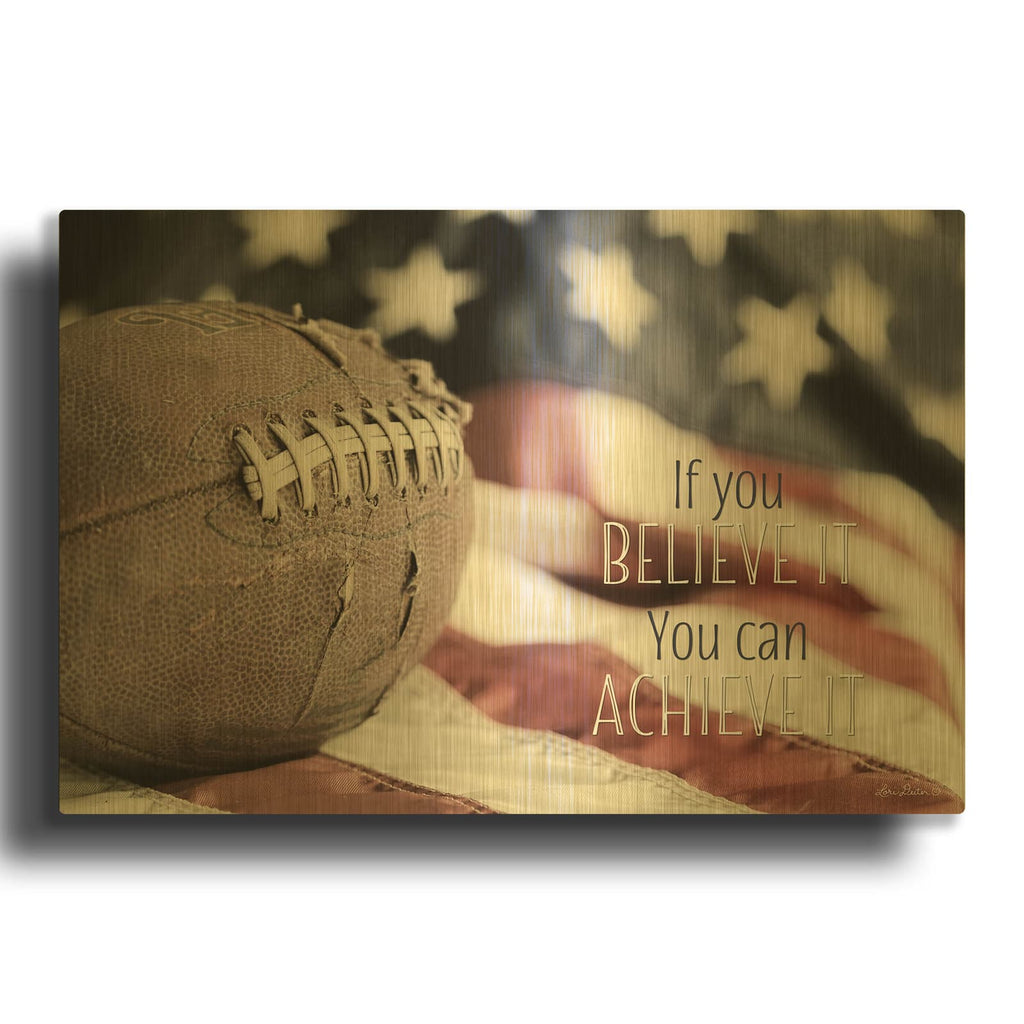 'Football - Believe' By Lori Deiter Gold Metal Wall Art