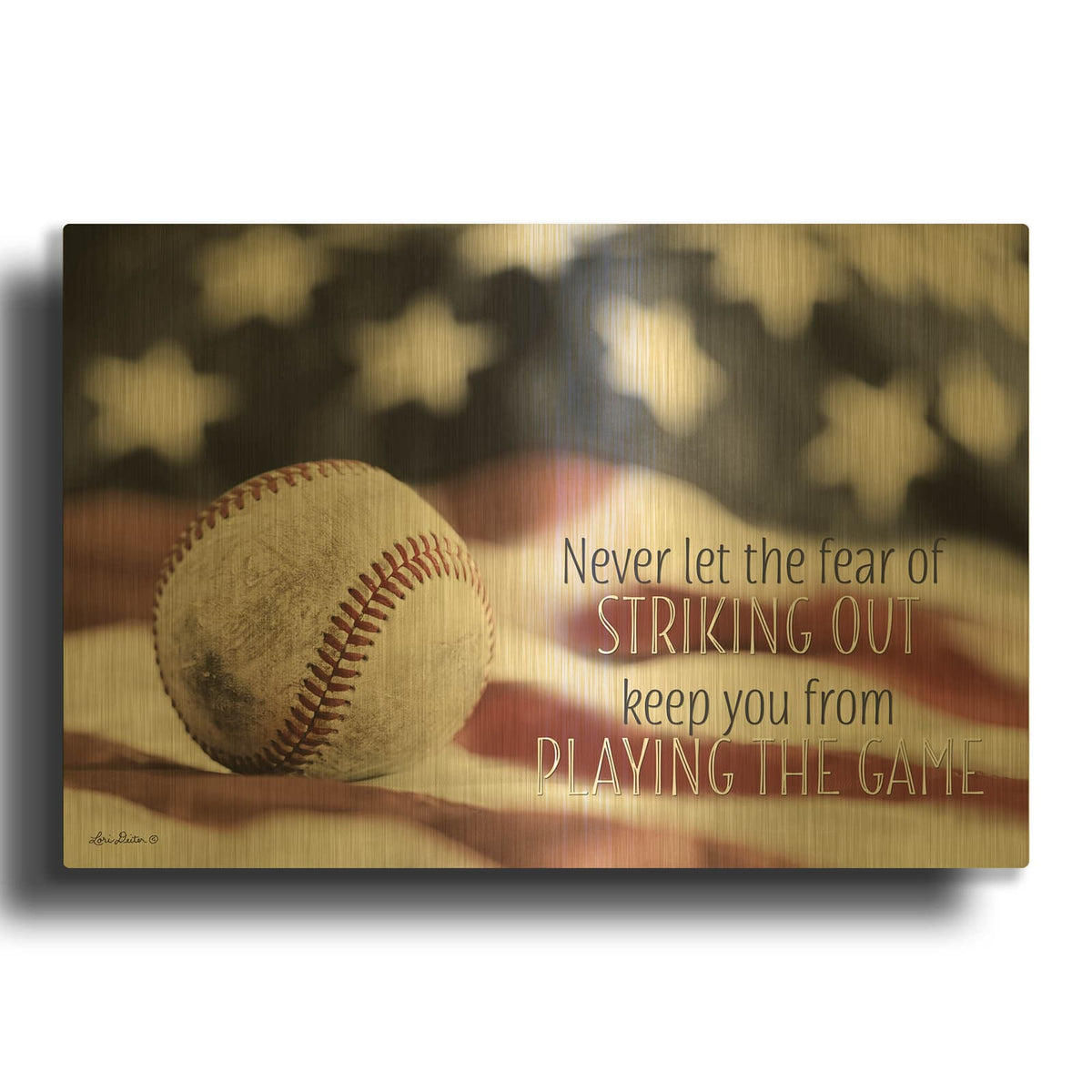 'Baseball - Playing the Game' By Lori Deiter Gold Metal Wall Art