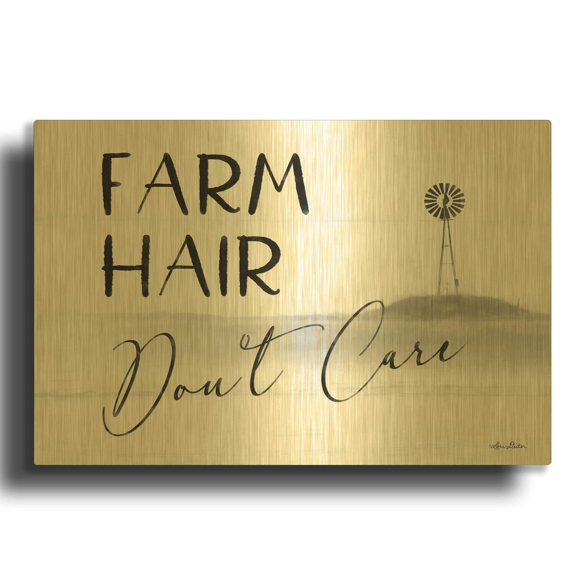 'Farm Hair, Don' By Lori Deiter Gold Metal Wall Art