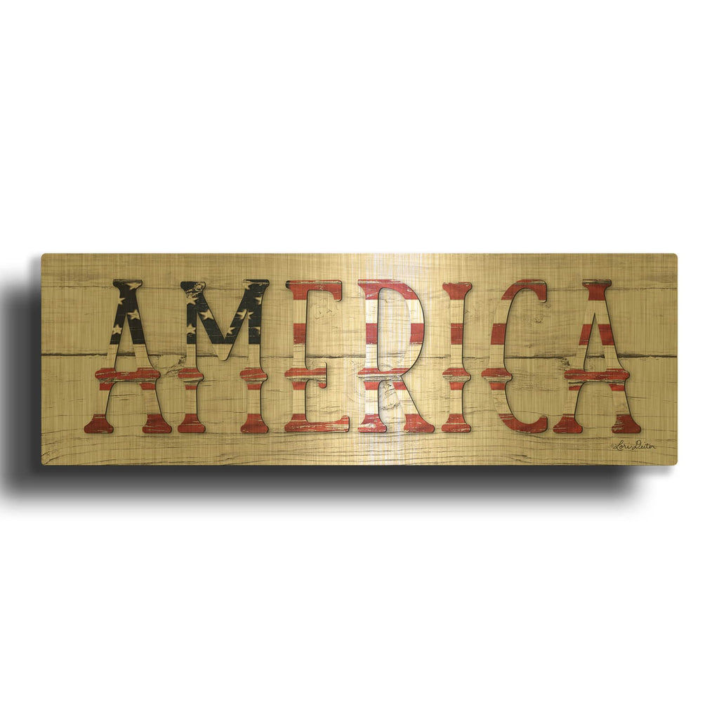 'America' By Lori Deiter Gold Metal Wall Art
