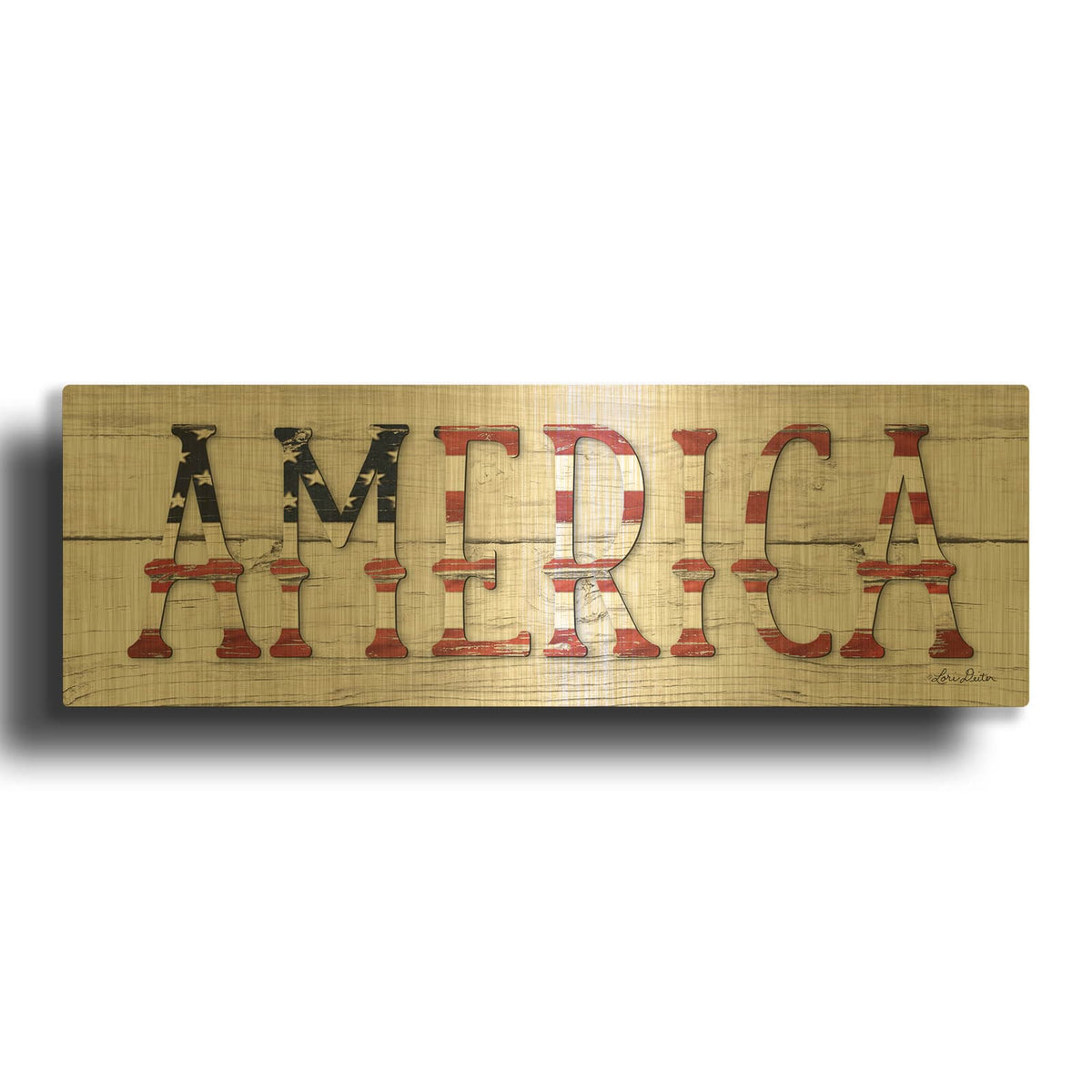 'America' By Lori Deiter Gold Metal Wall Art