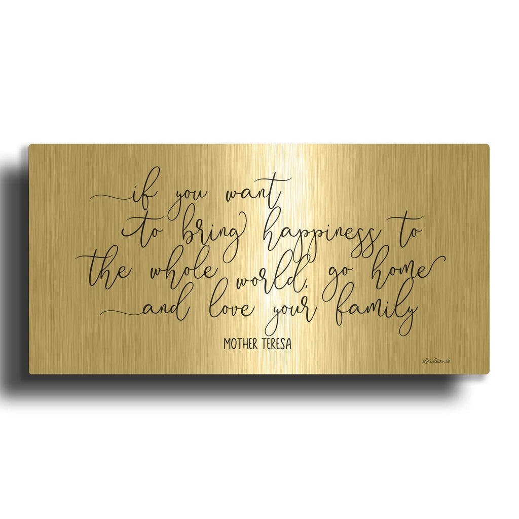 'Love Your Family' By Lori Deiter Gold Metal Wall Art