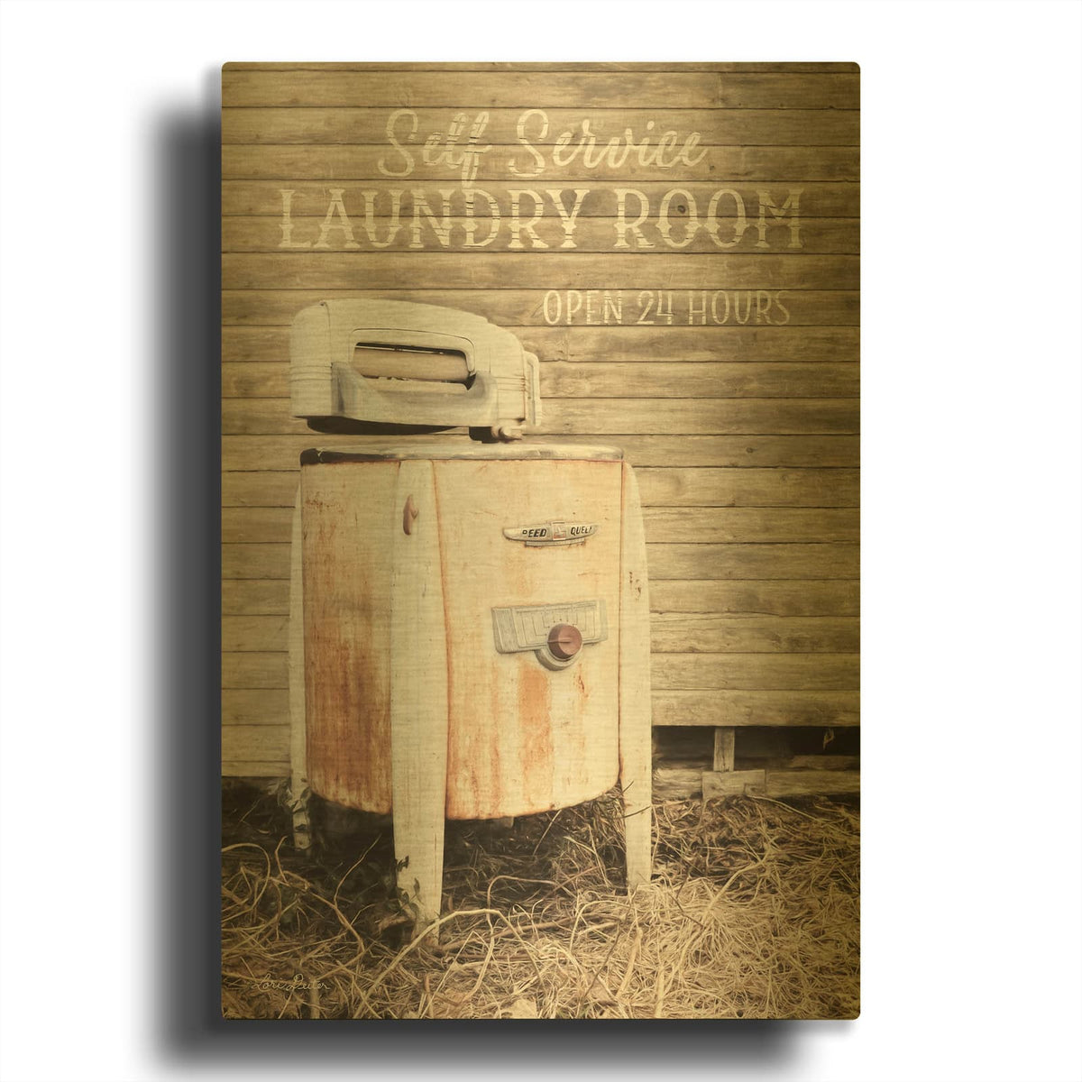 'Laundry Room' By Lori Deiter Gold Metal Wall Art