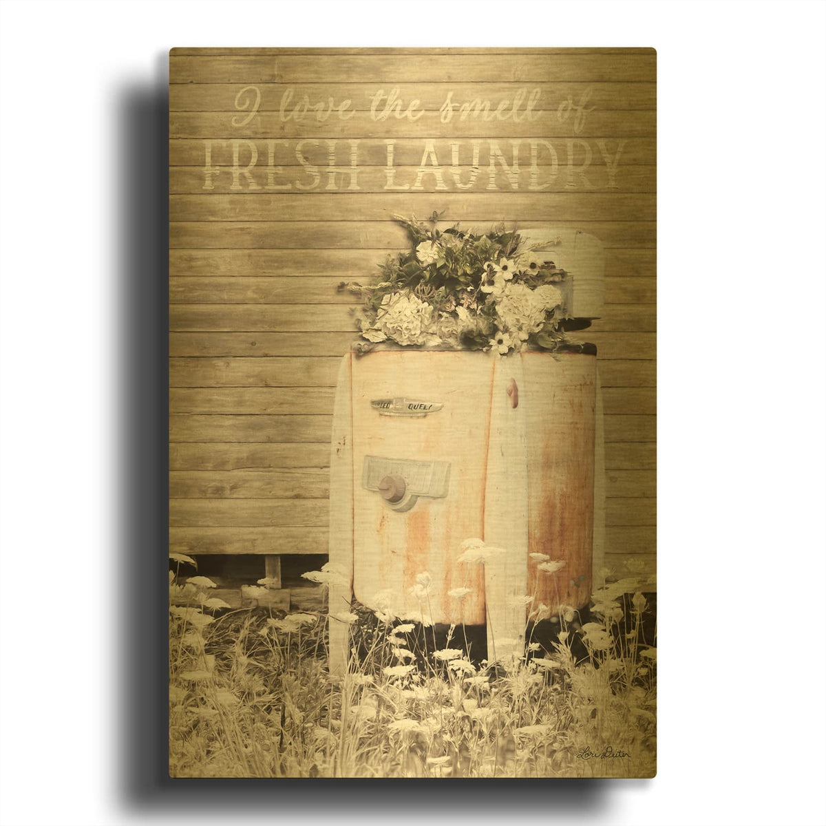 'Fresh Laundry' By Lori Deiter Gold Metal Wall Art