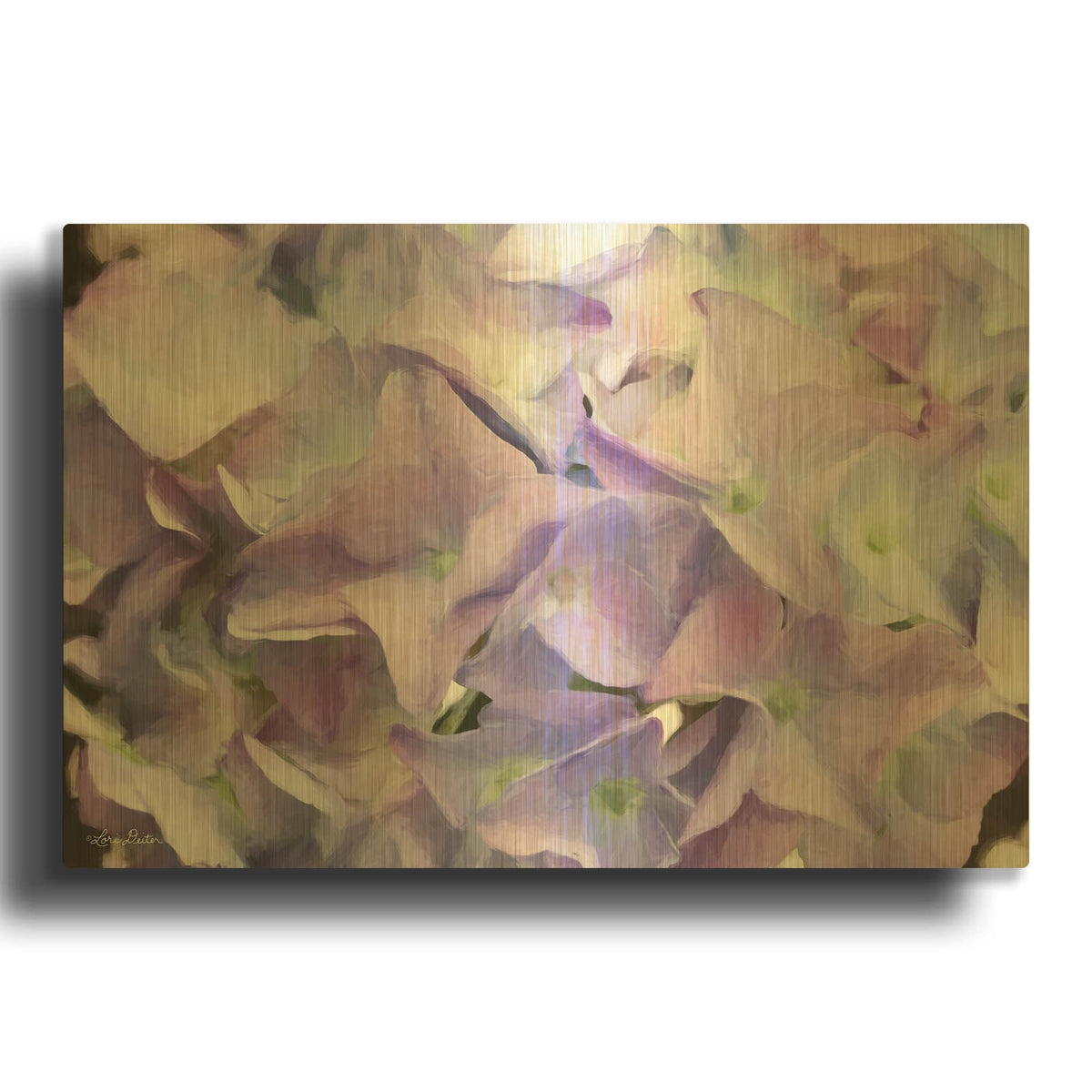 'Violet Hydrangeas' By Lori Deiter Gold Metal Wall Art