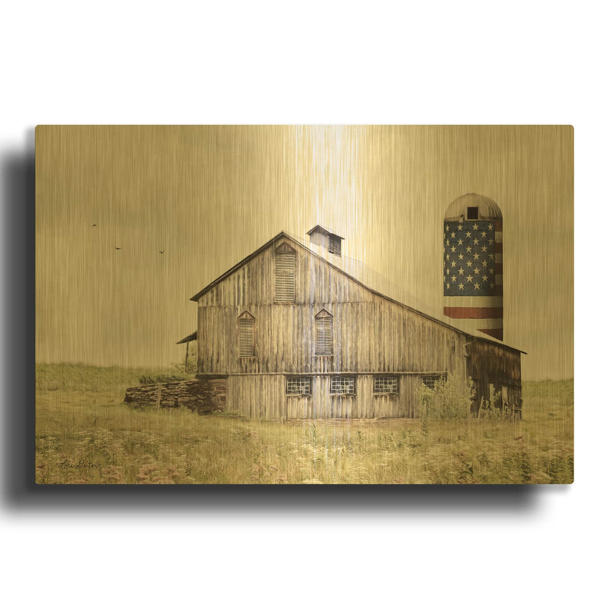 'One Land, One Flag' By Lori Deiter Gold Metal Wall Art