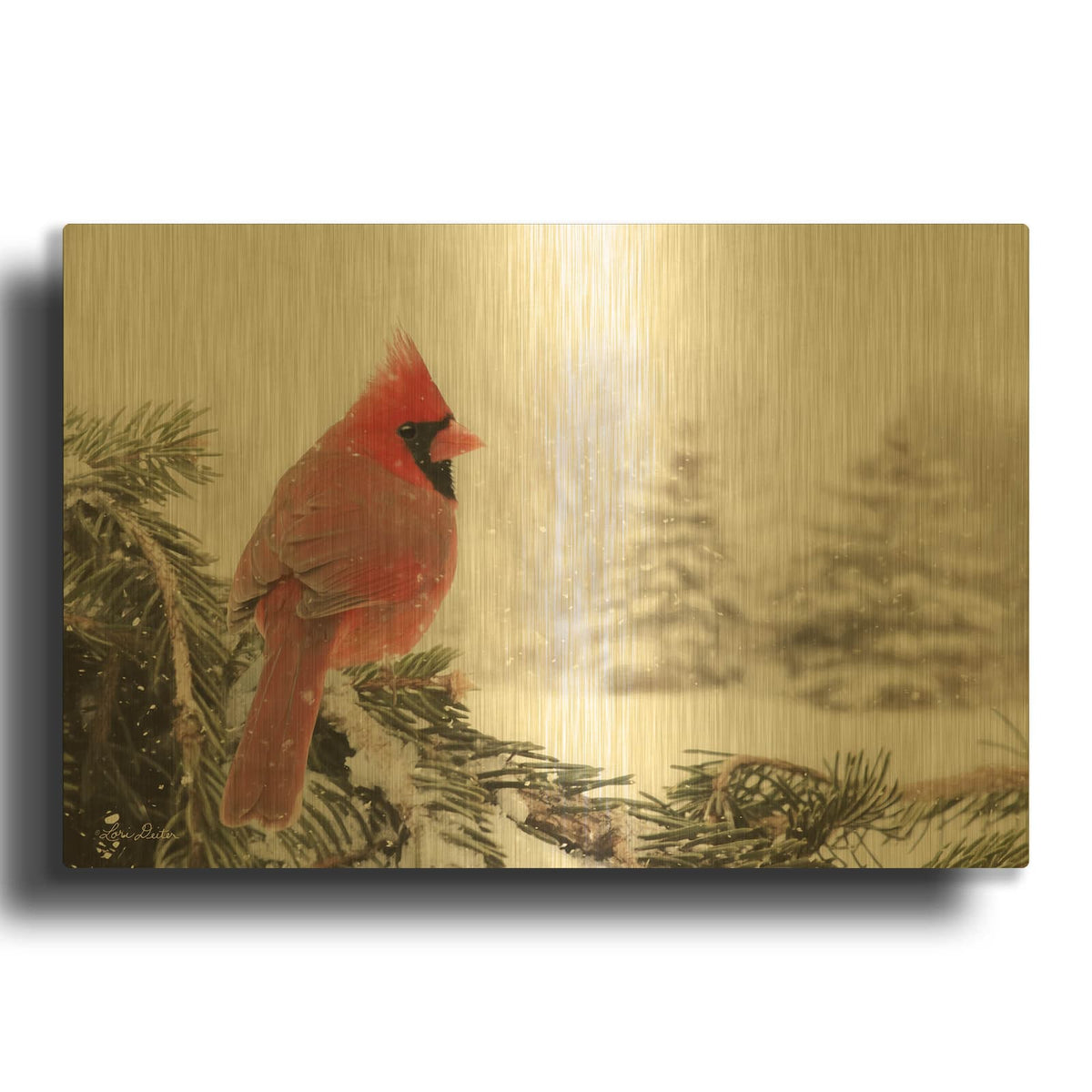 'Winter Perch' By Lori Deiter Gold Metal Wall Art