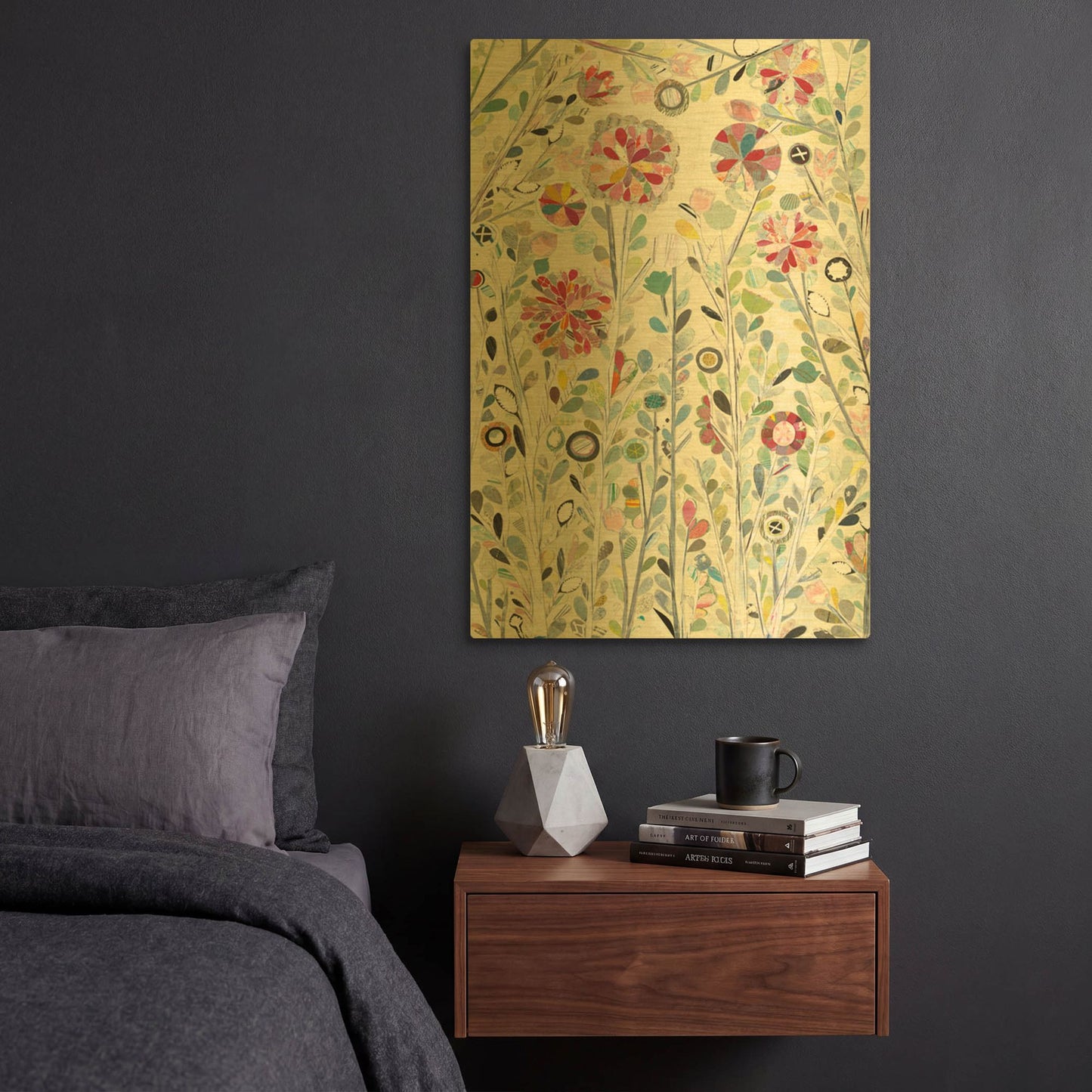 'Spring Blossoms' By Candra Boggs Gold Metal Wall Art