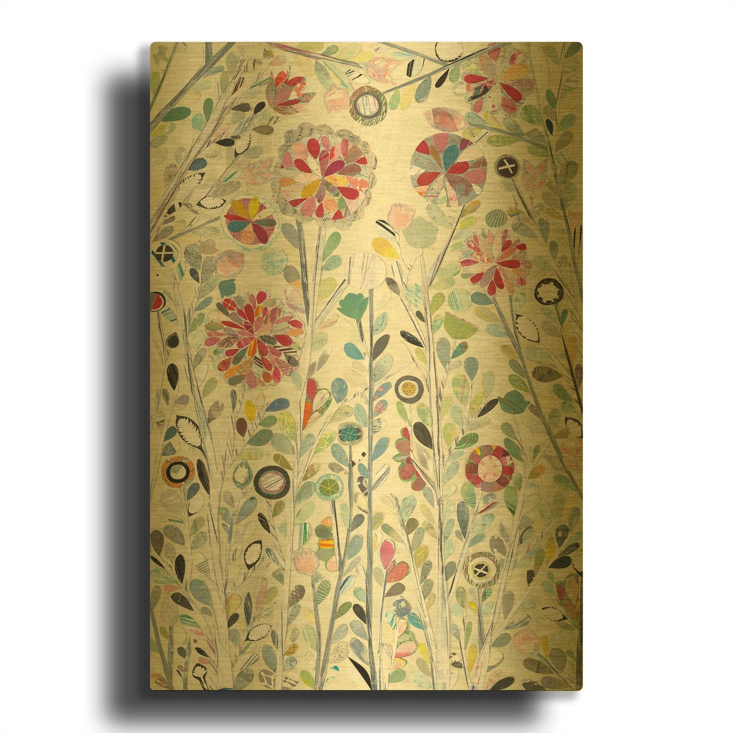 'Spring Blossoms' By Candra Boggs Gold Metal Wall Art