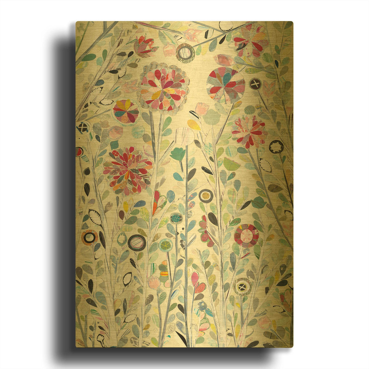 'Spring Blossoms' By Candra Boggs Gold Metal Wall Art