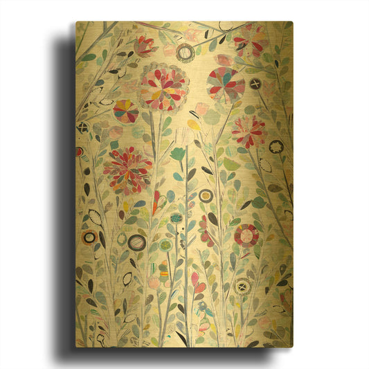 'Spring Blossoms' By Candra Boggs Gold Metal Wall Art