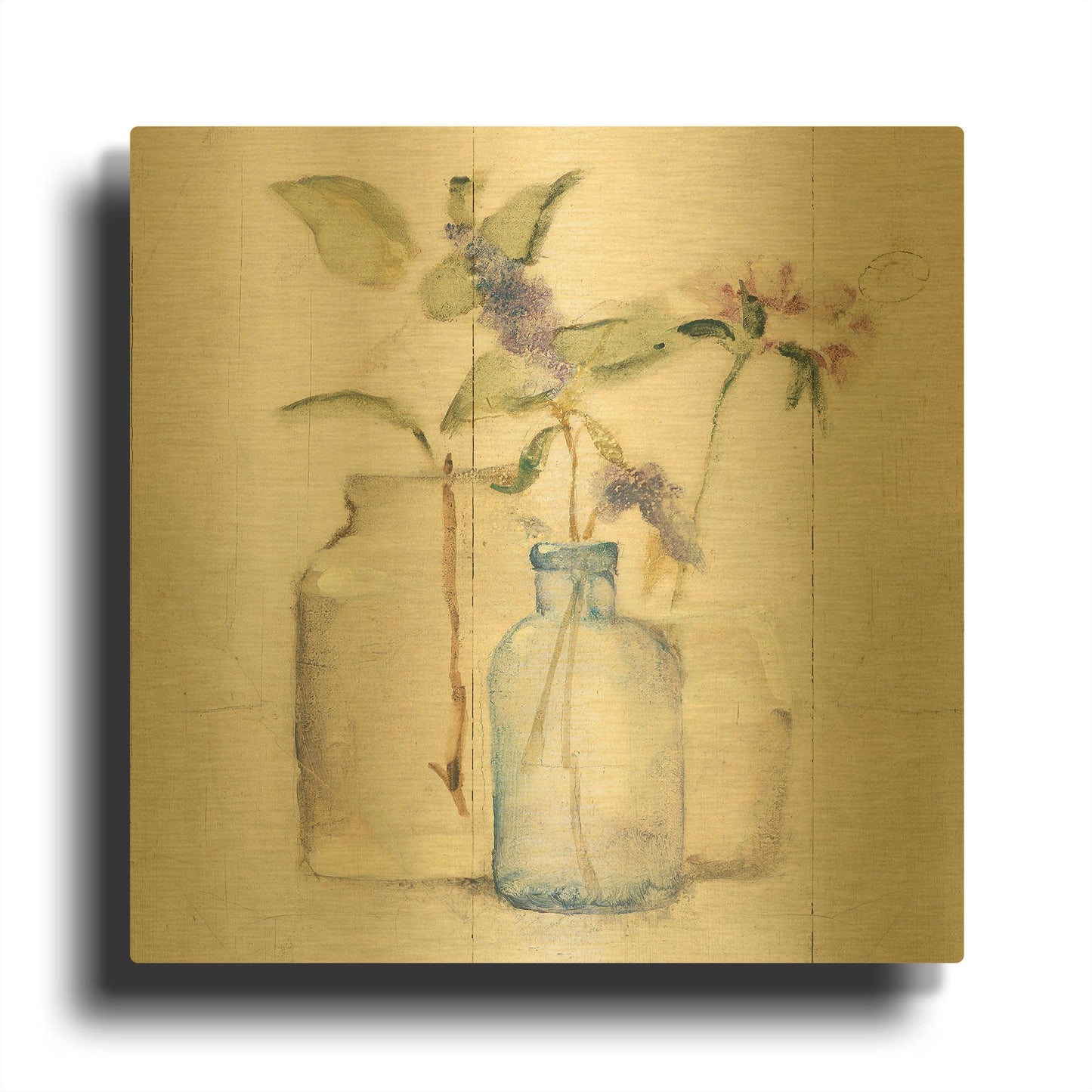 'Blossoms on Birch I' By Cheri Blum Gold Metal Wall Art