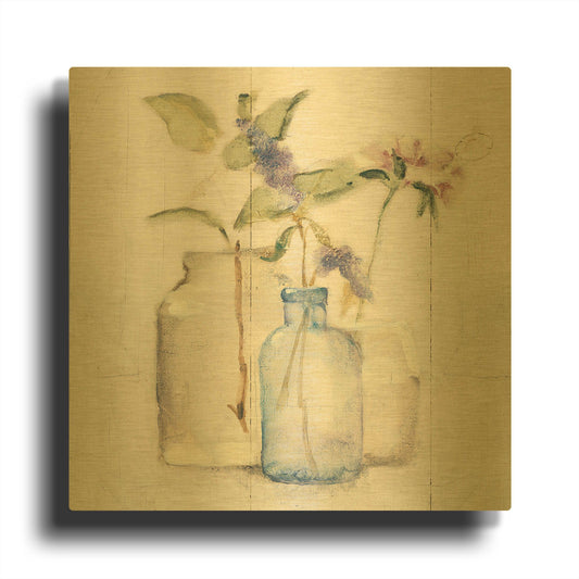 'Blossoms on Birch I' By Cheri Blum Gold Metal Wall Art