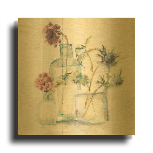 'Blossoms on Birch II' By Cheri Blum Gold Metal Wall Art