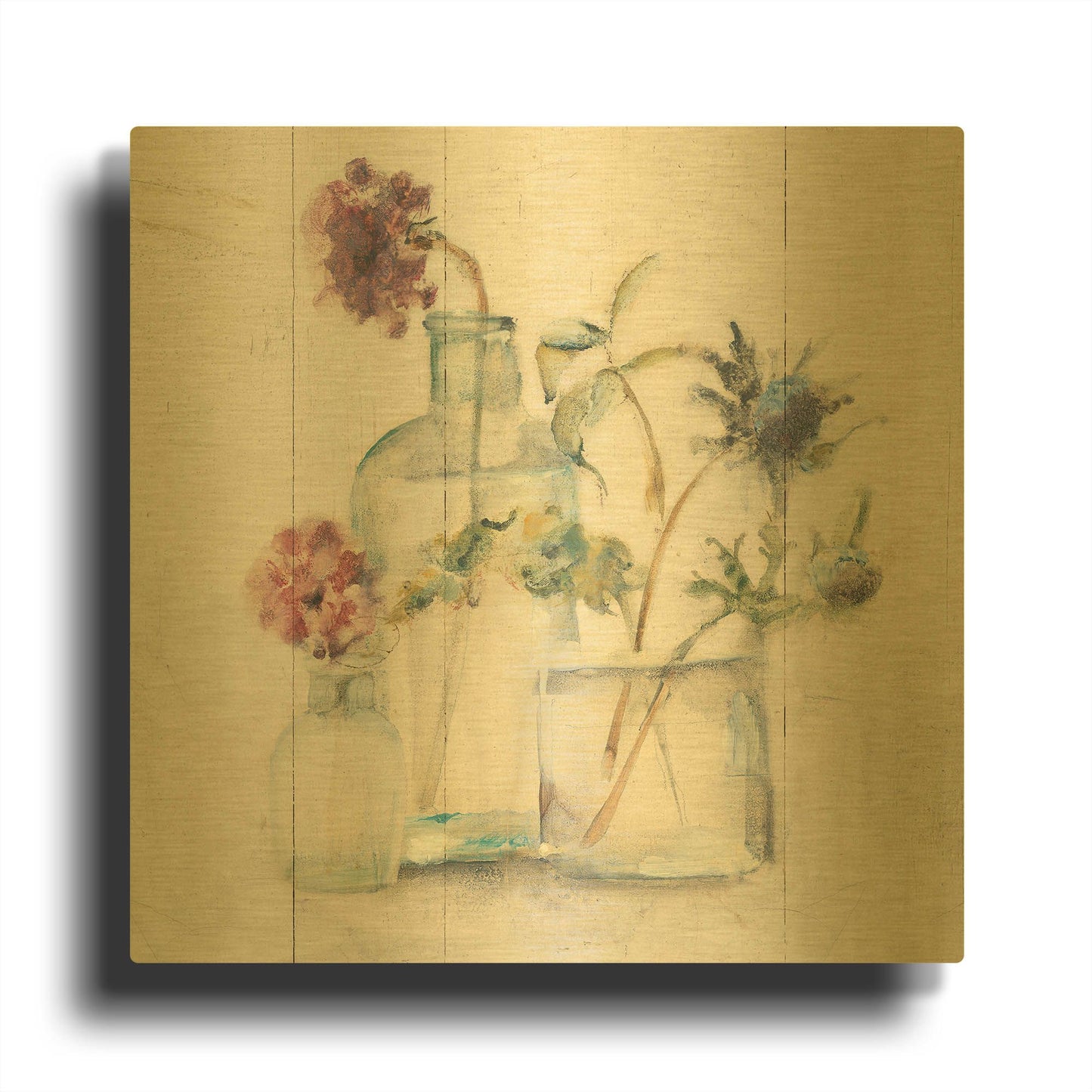 'Blossoms on Birch II' By Cheri Blum Gold Metal Wall Art