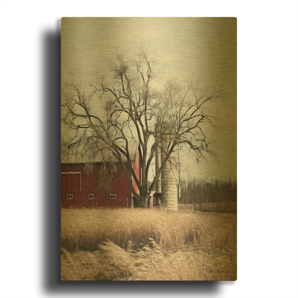'Painted Silo' By Lori Deiter Gold Metal Wall Art