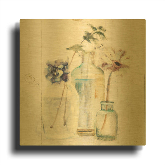'Blossoms on Birch III' By Cheri Blum Gold Metal Wall Art