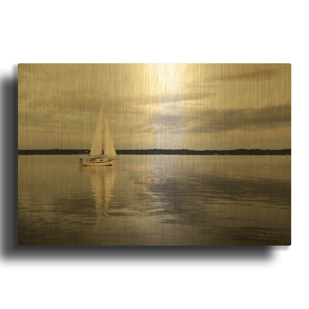 'Sail Away Sailboat' By Lori Deiter Gold Metal Wall Art